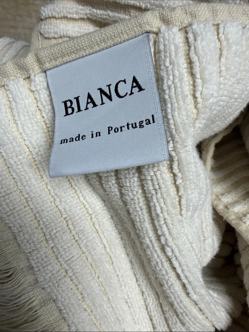 BIANCA Cream Ribbed 100% Cotton bath towel 26.5”x 54” luxurious
